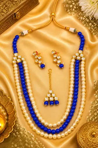 Timeless Multi Layer Pearl Beaded Kundan Necklace Set