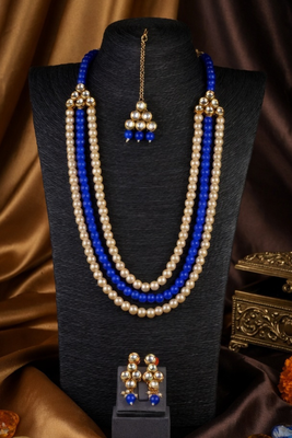 Timeless Multi Layer Pearl Beaded Kundan Necklace Set 2