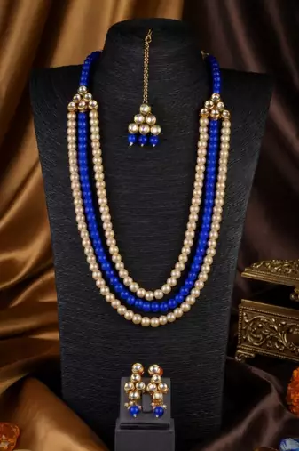 Timeless Multi Layer Pearl Beaded Kundan Necklace Set