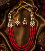 Traditional Indian Multi Layer Pearl Beaded Kundan Necklace Set