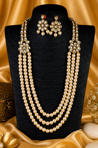 Statement Multi Layer Kundan Gold Plated Necklace Set