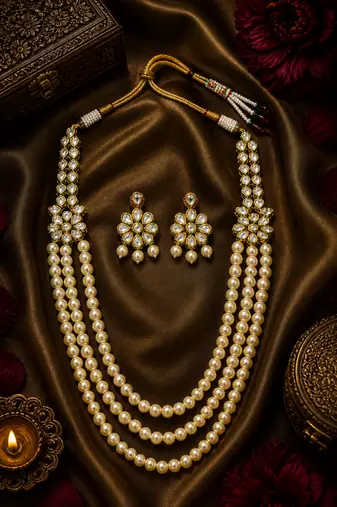 Statement Multi Layer Kundan Gold Plated Necklace Set
