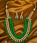 Multi Layer Beaded Kundan Necklace Set for Women