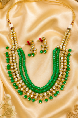 Multi Layer Beaded Kundan Necklace Set for Women 2