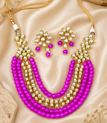 Kundan beaded multi layer haar necklace set