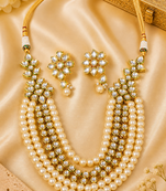 Gold Plated Pearl Multi Layer Kundan Necklace Set