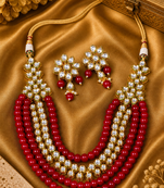 Multi Strand Kundan Beaded Necklace Set