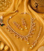 Gold Plated Antique Kundan Embellished Necklace Set
