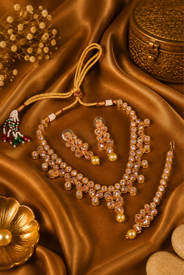Gold Plated Antique Kundan Embellished Necklace Set 2