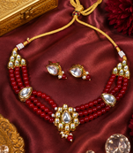 Traditional Festive Beaded Kundan Choker Set