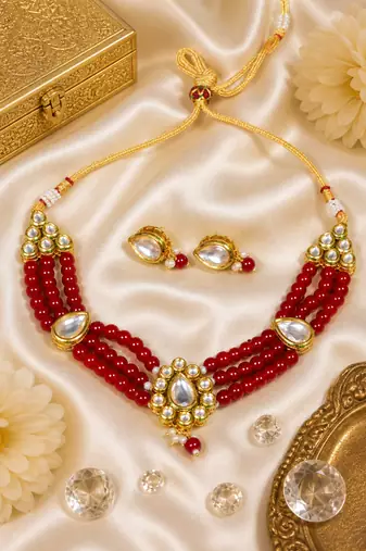 Traditional Festive Beaded Kundan Choker Set