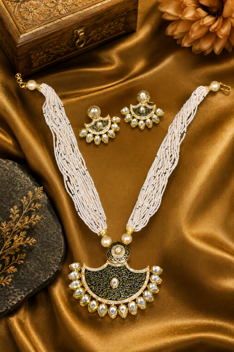 Kundan Gold Plated Beaded Meenakari Necklace