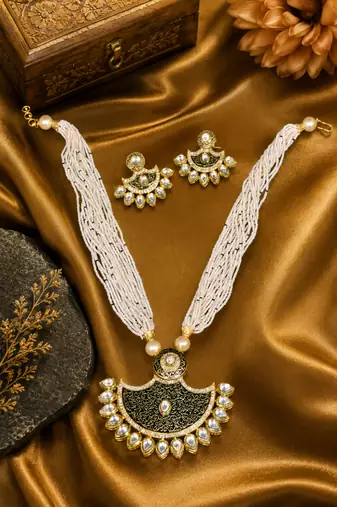 Kundan Gold Plated Beaded Meenakari Necklace