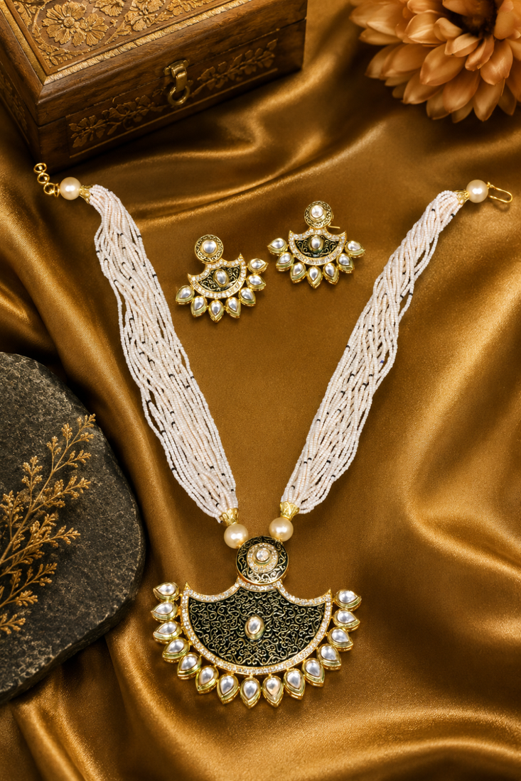 Kundan Gold Plated Beaded Meenakari Necklace