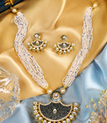 Menakari Beaded Gold Plated Kundan Necklace