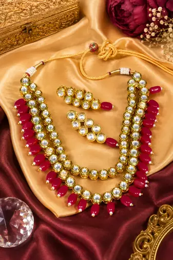 Kundan gold plated layered necklace