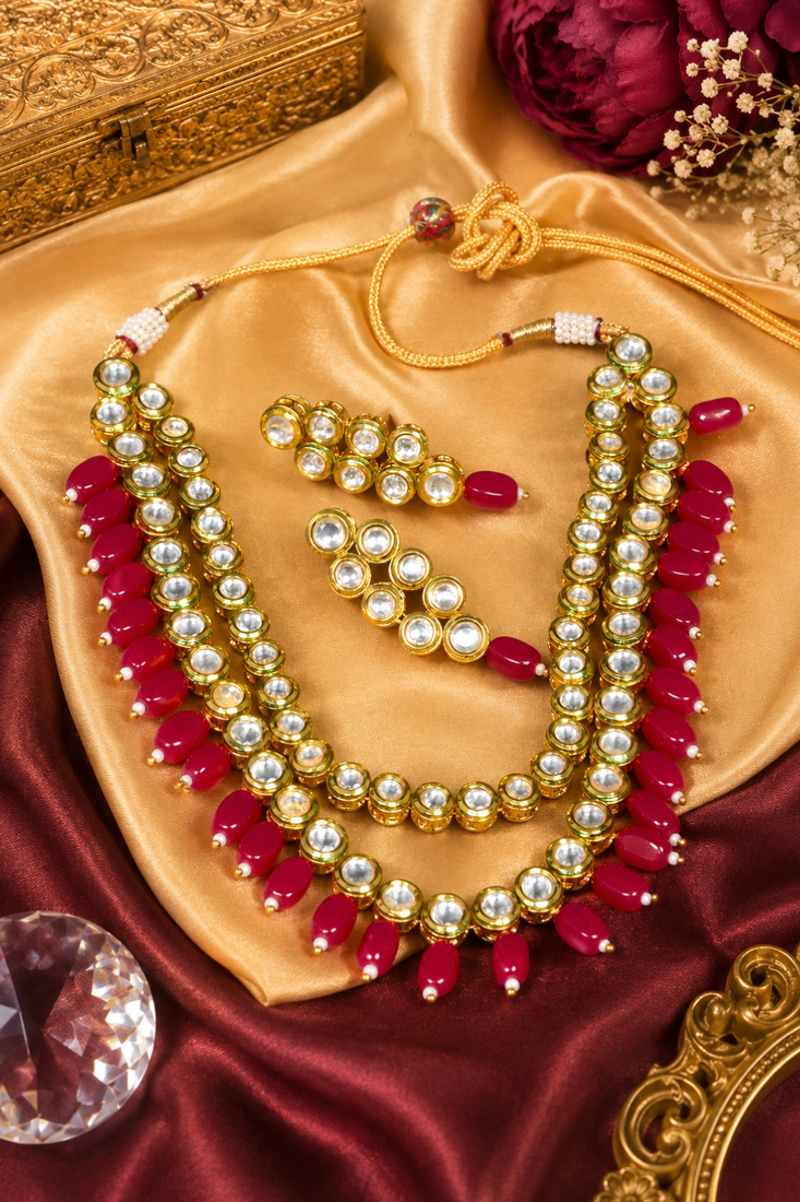 Kundan gold plated layered necklace