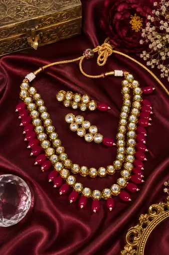 Kundan gold plated layered necklace