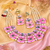 Gold plated pink meenakari kundan necklace