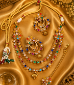 Multi stone gold plated layered necklace set
