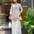 Designer off white silk embroidered kurta palazzo co-ord set for women