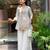 Designer off white silk embroidered kurta palazzo co-ord set for women