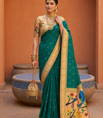 Green Color zari weawing Work Silk Saree