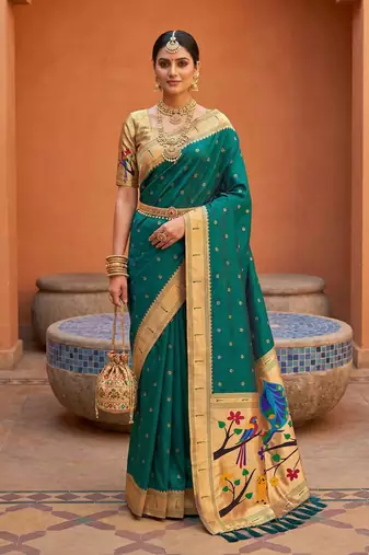 Green Color zari weawing Work Silk Saree