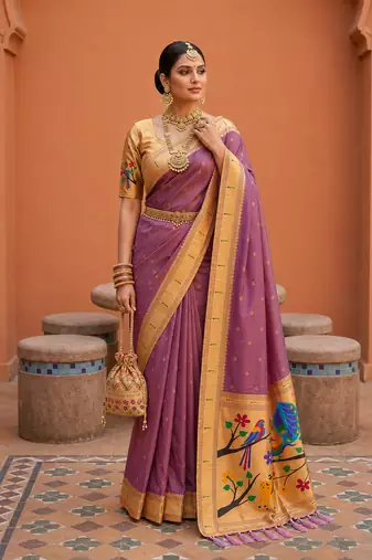 Magenta Color zari weawing Work Silk Saree