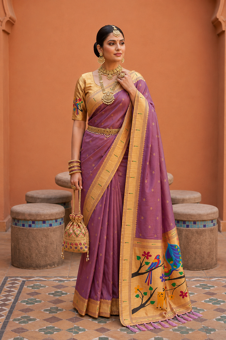 Magenta Color zari weawing Work Silk Saree