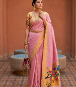 Pink Color zari weawing Work Silk Saree