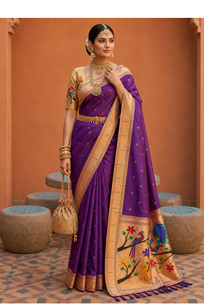 Purple Color zari weawing Work Silk Saree 1