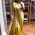 yellow ombre mirror work chinon saree with blouse