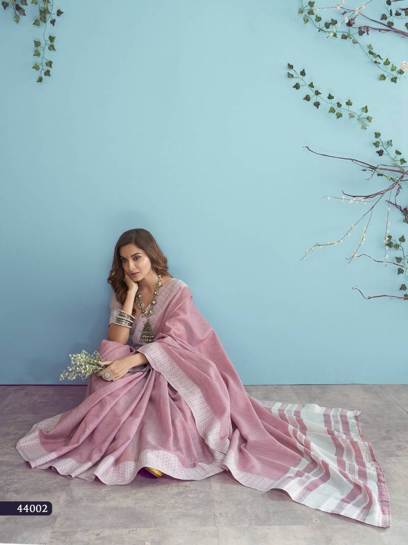 Aarzoo soft linen silk saree with chikankari weaved border | elegant ethnic wear collection