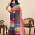 black striped, printed soft cotton  saree with blouse