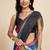 black striped, printed soft cotton  saree with blouse