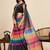 black striped, printed soft cotton  saree with blouse