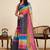 black striped, printed soft cotton  saree with blouse