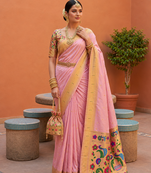 Pink Color zari weawing work Silk Saree