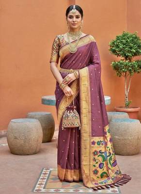 Violet Color zari weawing work Silk Saree 2