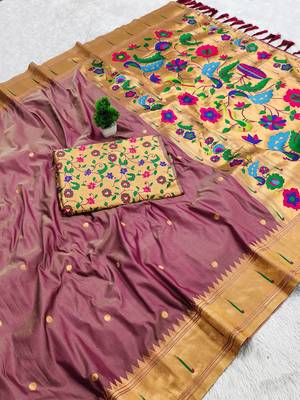 Violet Color zari weawing work Silk Saree 3