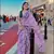 lavender printed soft linen cotton  saree with blouse