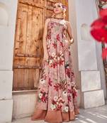 Mauve embroidered chiffon anarkali