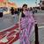 lavender printed soft linen cotton  saree with blouse
