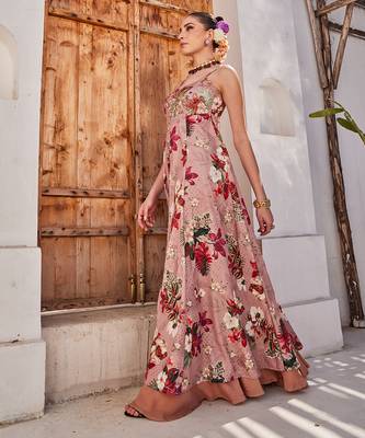 Mauve embroidered chiffon anarkali 2