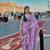 lavender printed soft linen cotton  saree with blouse