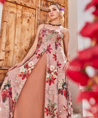 Mauve embroidered chiffon anarkali 5