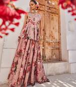 Mauve embroidered chiffon co ord set