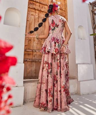 Mauve embroidered chiffon co ord set 5