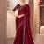 Maroon satin silk blend embroidered saree with unstitched blouse piece